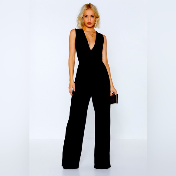 Women's Halter Neck One Piece Flared Jumpsuit Wide Leg - Picture 1 of 7